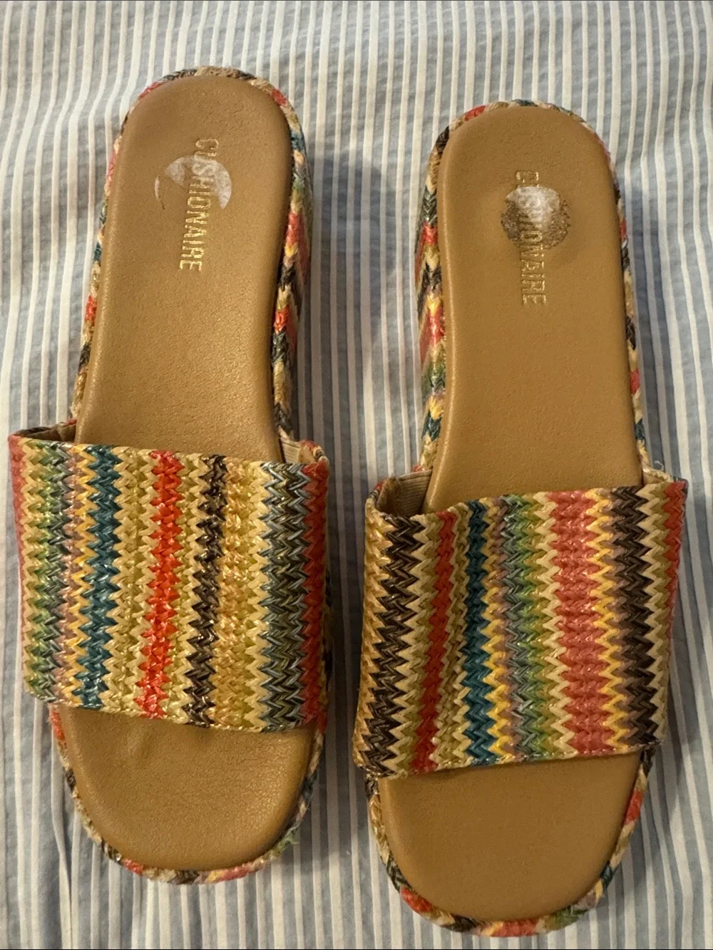 Woven Multi-Color Platform Slide Sandal - Women's